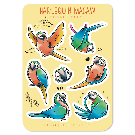 HARLEQUIN MACAW STICKER SHEET