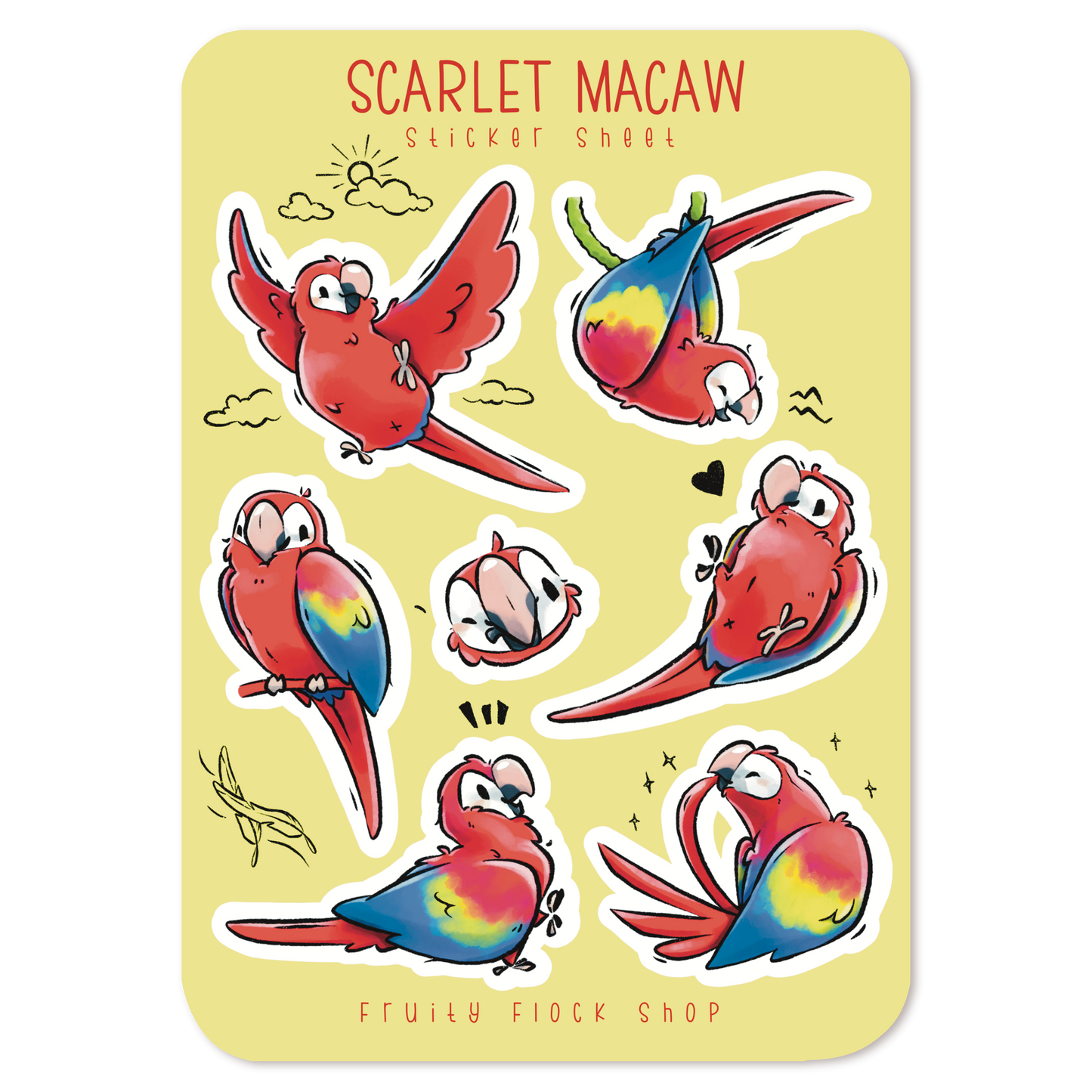 SCARLET MACAW STICKER SHEET